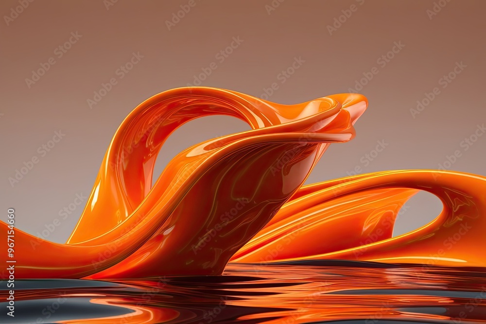 Poster dynamic flowing orange 3d animation with liquid motion effects for vibrant abstract design