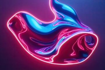 Radiant Neon 3D Fluid Sculpture - Luminous Abstract Design with Dynamic Movement