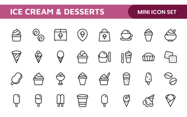 Delicious Ice Cream and Desserts Icons: A Sweet Collection for Menu Design, Recipe Apps, Bakery Projects, and Dessert Shops with Creative, Mouth-Watering Visuals