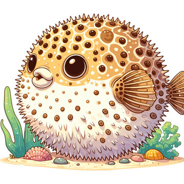 recommend clip art: Cute Puffer Fish Vector Cartoon illustration