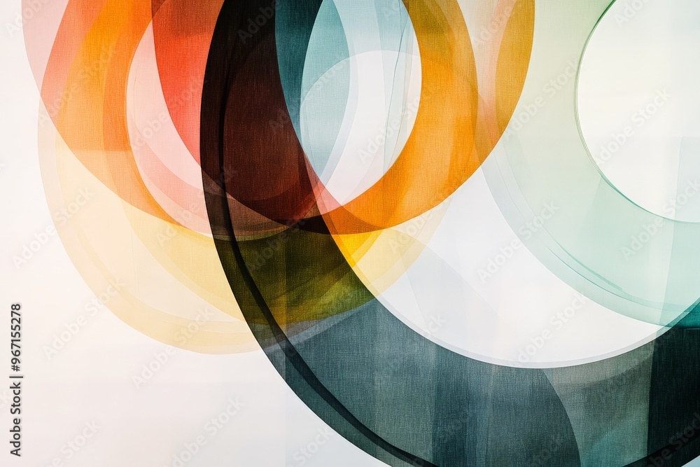 Poster This image displays a colorful array of overlapping semi-transparent circles, blending warm and cool colors gracefully, offering an abstract and lively composition.