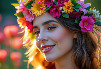 portrait of a woman with flowers