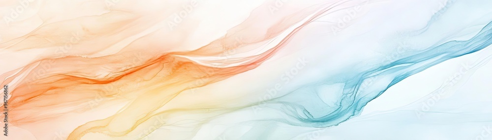 Poster Abstract flowing waves in soft pastel colors create a serene and tranquil background for design and art purposes.