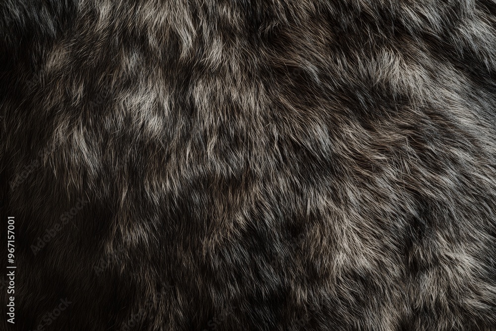 Poster Close-up image showcasing the intricate pattern of a wolf's dark brown fur. The texture and detail within the fur strands capture the essence of wildlife and natural beauty.