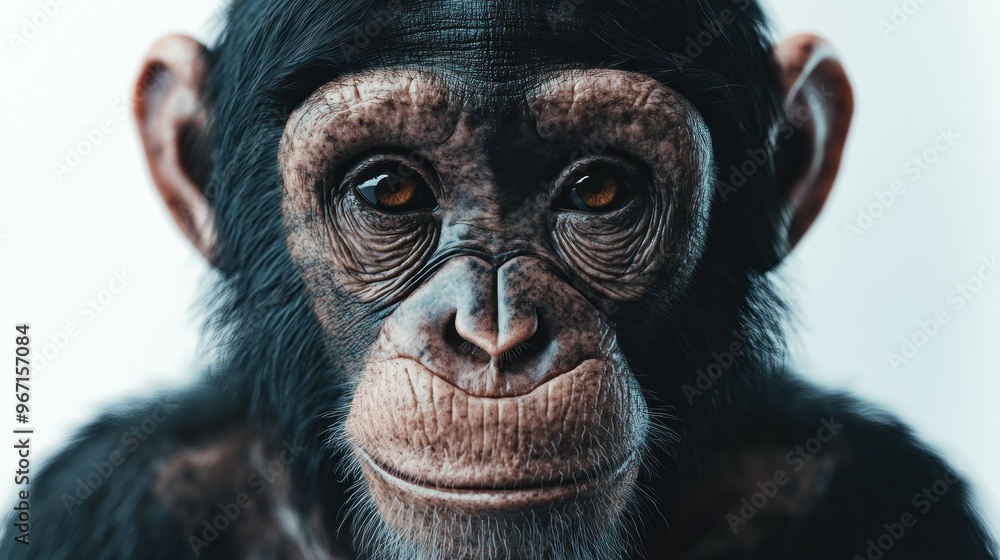 Poster Close-up Portrait of a Chimpanzee with Gentle Expression