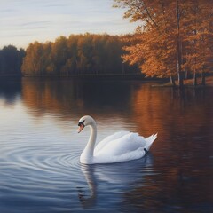 A swan swimming in a lake