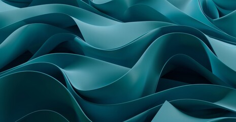 Fototapeta premium Abstract background. Windows wallpaper, 3D render, abstract background with blue curved shapes, dark turquoise color