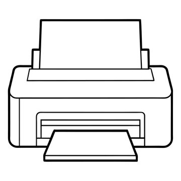 black and white printer with paper clip art preview
