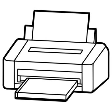 recommend clip art: printer outline coloring book page line art illustration digital drawing