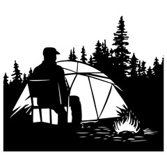 a person in a tent