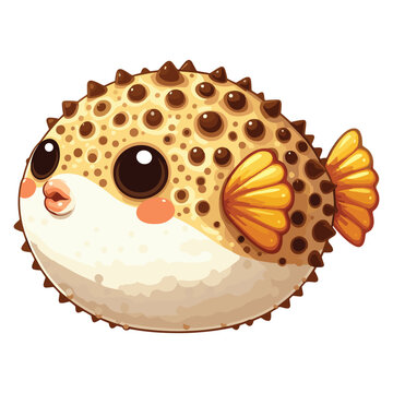 cute pufferfish cartoon style clip art preview
