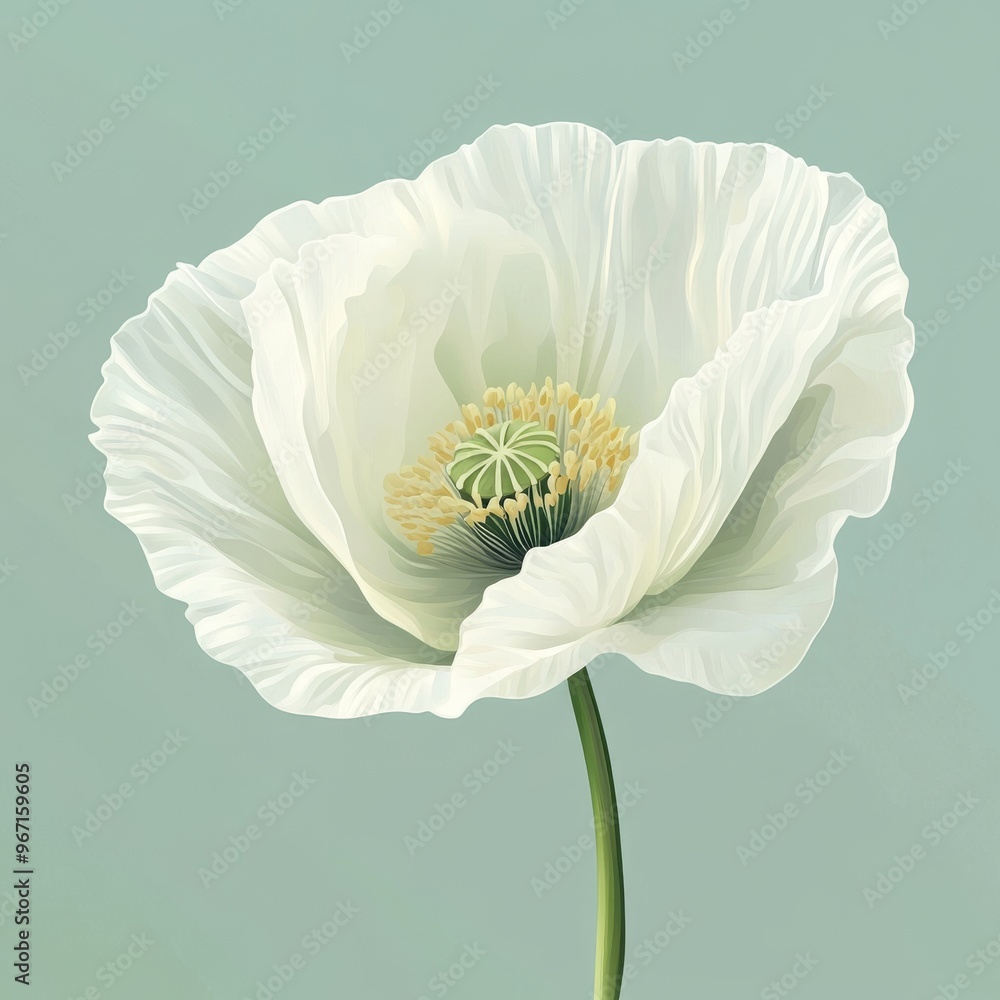 Wall mural vector graphic of a white poppy flower