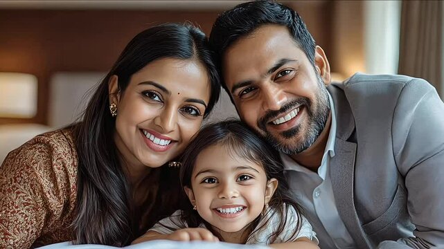 happy indian family sitting together at home
