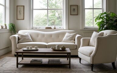 Modern luxury living room with elegant decor and minimalistic design..