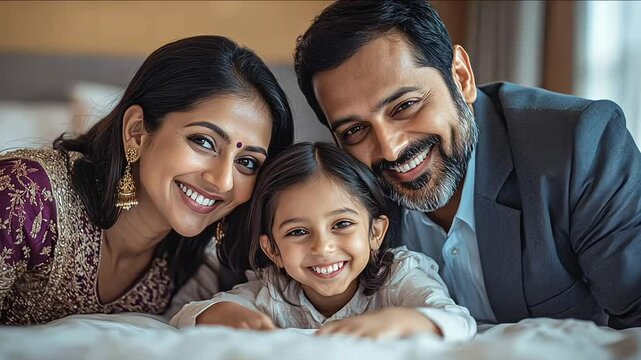 happy indian family sitting together at home