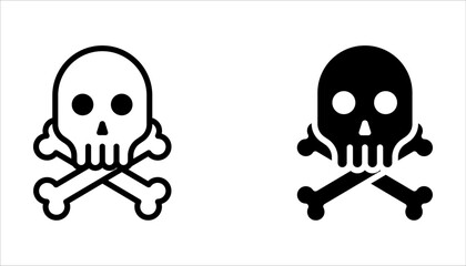 Skull Icon set, Halloween Symbol, Death Concept, Spooky Design on white background