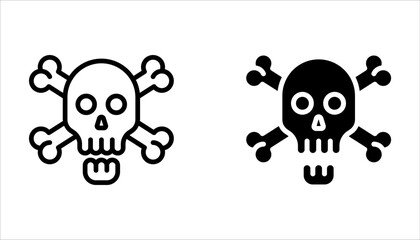 Skull Icon set, Halloween Symbol, Death Concept, Spooky Design on white background