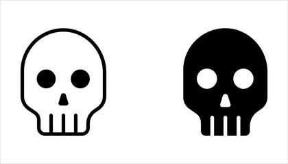 Skull Icon set, Halloween Symbol, Death Concept, Spooky Design on white background
