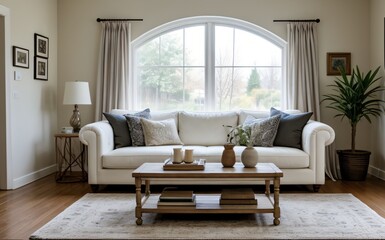 Fototapeta premium Modern luxury living room with elegant decor and minimalistic design..