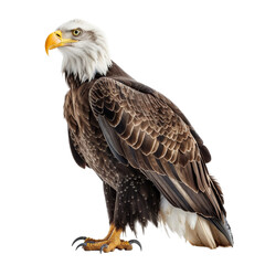 Fototapeta premium A majestic bald eagle standing tall on a transparent background, showcasing its striking features and powerful stance with sharp talons