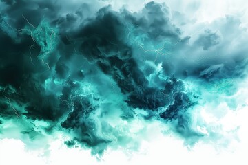 Dark storm clouds on a white background, creating a dramatic and intense atmosphere
