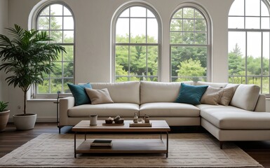 Fototapeta premium Modern luxury living room with elegant decor and minimalistic design..