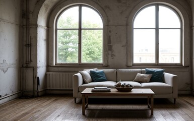 Modern luxury living room with elegant decor and minimalistic design..
