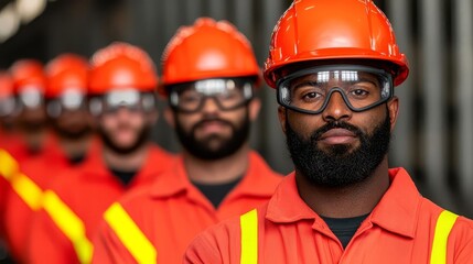 Safety in Mining Practices, safety protocols, protective clothing, clear signage, teamwork, structured environment, practical colors, awareness focus