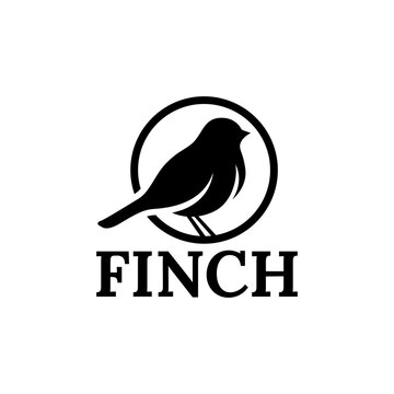 finch bird black silhouette logo vector icon illustration