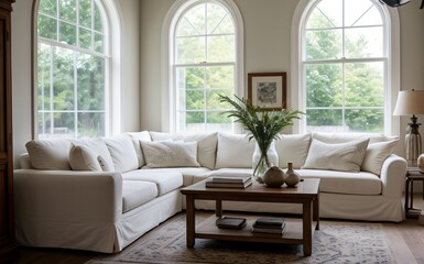Fototapeta premium Modern luxury living room with elegant decor and minimalistic design..