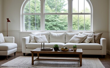 Modern luxury living room with elegant decor and minimalistic design..