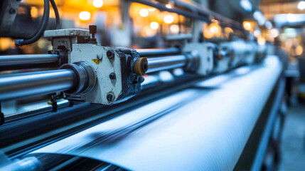 Fototapeta premium Advanced fabric cutting technology in a textile manufacturing facility