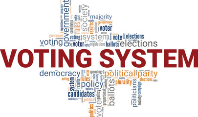 Obraz premium Voting System word cloud conceptual design isolated on white background.