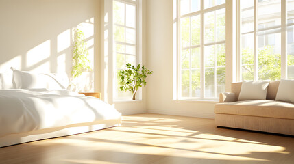 Obraz premium A modernism interior design of a cozy bedroom