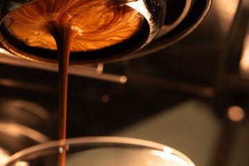 close up of espresso brewing