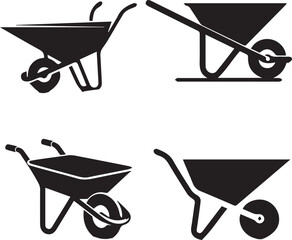 Wheelbarrow silhouette, Wheelbarrow icon, Wheelbarrow vector, 