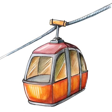 recommend clip art: Hand drawn watercolor illustration of a cable car. perfect for travel. adventure. and transportation projects.