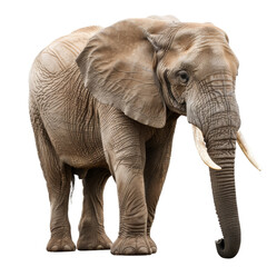 Obraz premium A majestic elephant standing gracefully in a natural setting during daylight, showcasing its impressive tusks and textured skin