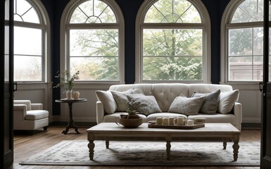 Fototapeta premium Modern luxury living room with elegant decor and minimalistic design..