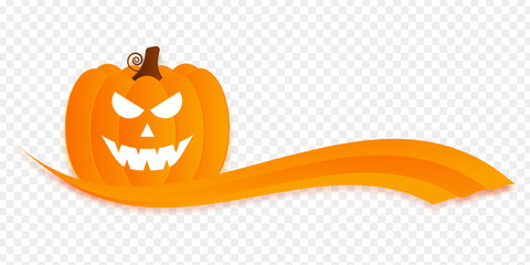 Vector illustration of Halloween pumpkin with wave pattern on transparent background