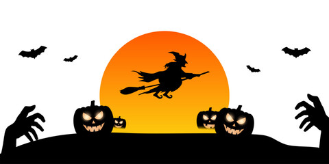 Vector illustration of Halloween elements composition on transparent background