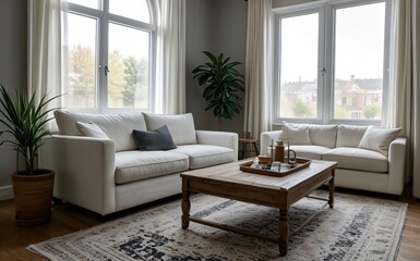 Fototapeta premium Modern luxury living room with elegant decor and minimalistic design..
