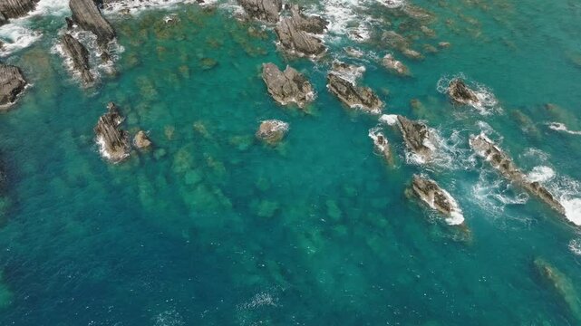 Japanese Nature Aerial Tour of Kochi's Coastal Cliffs Crystal Blue Waters inside Ashizuri-Uwakai National Park