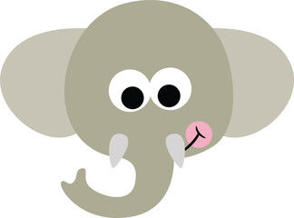 Friendly cute elephant face isolated