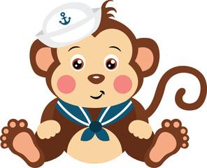 Funny and cute monkey sailor