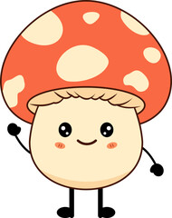 Cute Mushroom Cartoon Illustration