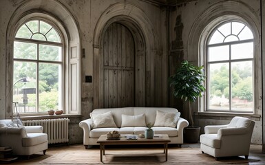 Modern luxury living room with elegant decor and minimalistic design..