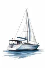 Fototapeta premium the AI Image Generator, sailing yacht on the waves in illustration style