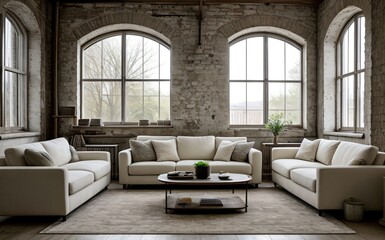 Modern luxury living room with elegant decor and minimalistic design..