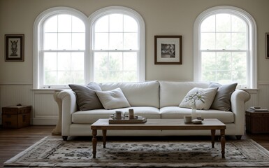 Modern luxury living room with elegant decor and minimalistic design..